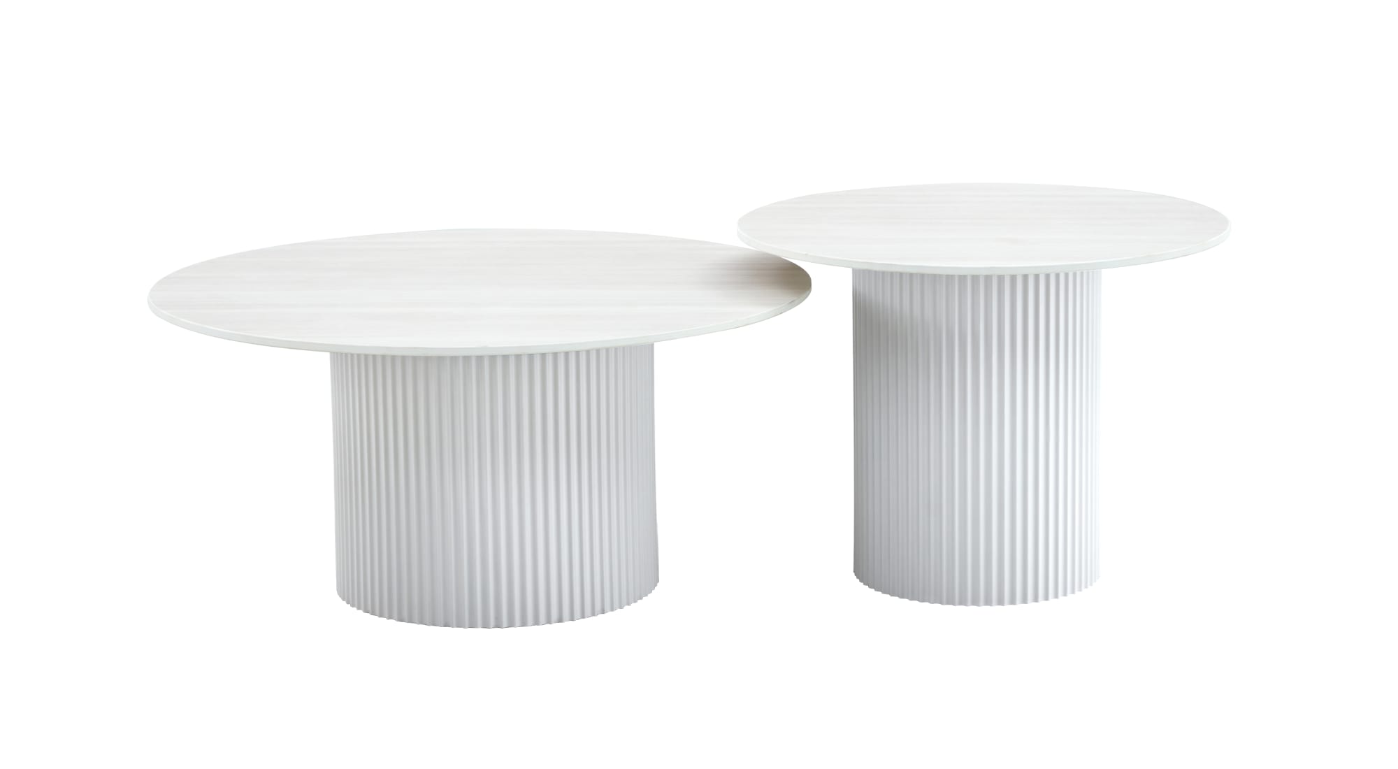 TABLE BASSE GIGOGNE MINA PIED BLANC PLATEAU CERAMIQUE BOIS BLANC 60x45cm + 80x38cm