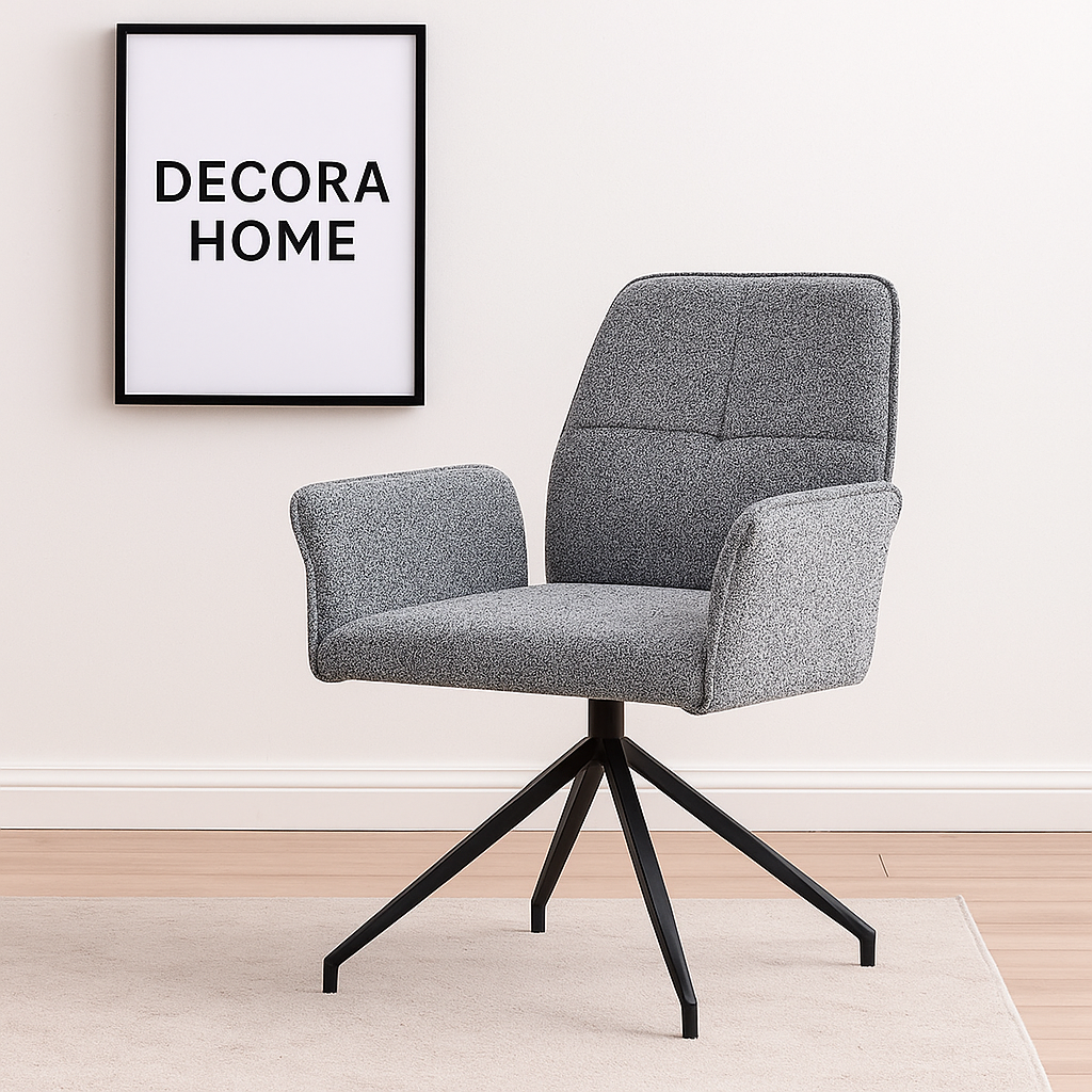 Chaise pivotante – Assise Confortable en Tissu haut de gamme & Piétement Métal Noir , rotation 360° - Decora Home