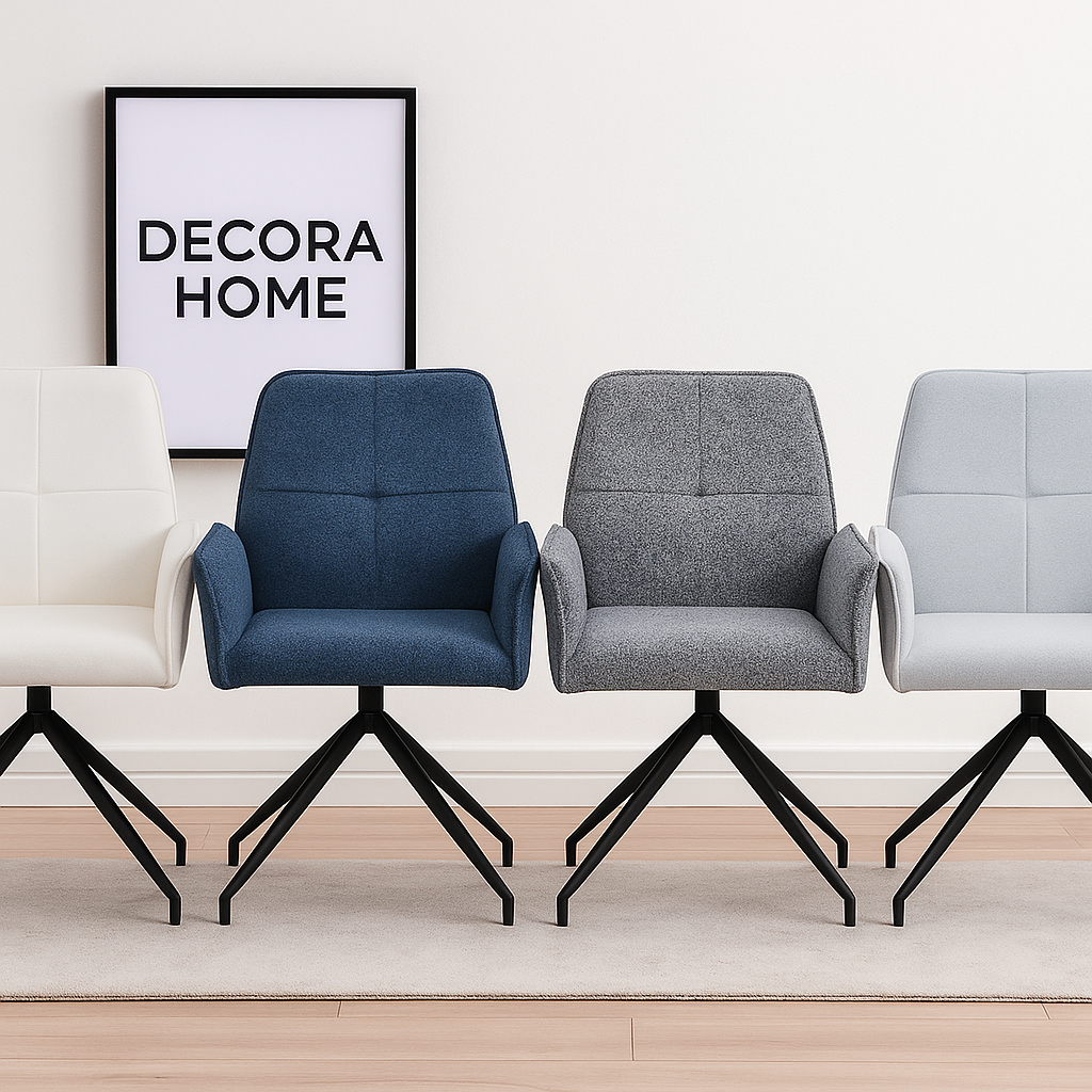 Chaise pivotante – Assise Confortable en Tissu haut de gamme & Piétement Métal Noir , rotation 360° - Decora Home