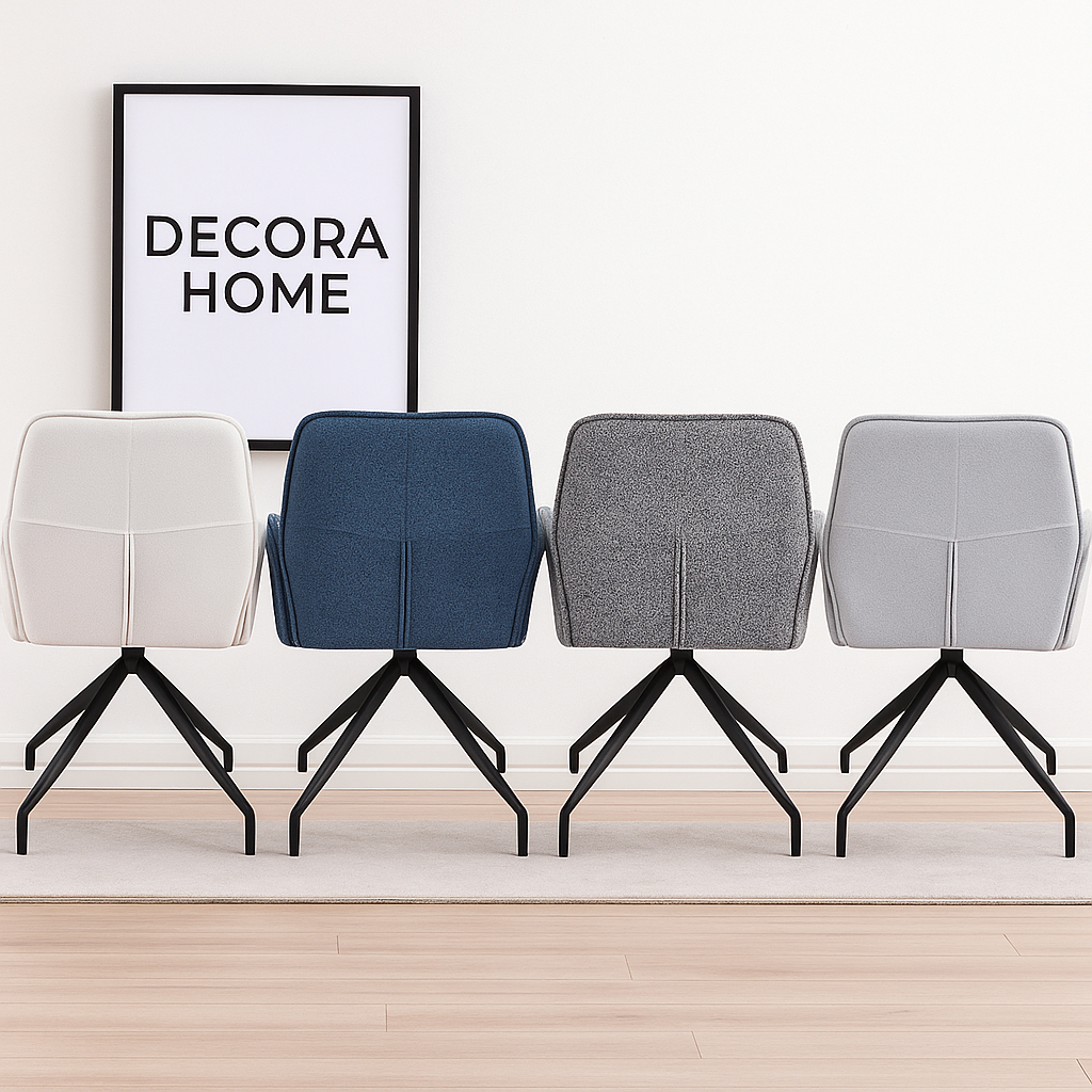 Chaise pivotante – Assise Confortable en Tissu haut de gamme & Piétement Métal Noir , rotation 360° - Decora Home