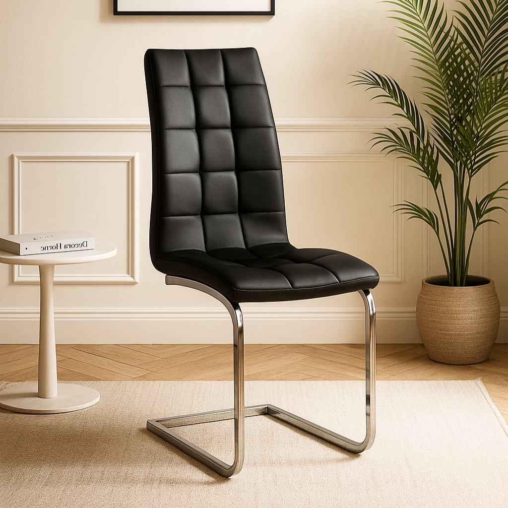 lot de 6 chaise en similicuir avec pietement en acier elegance moderne confort au quotidien