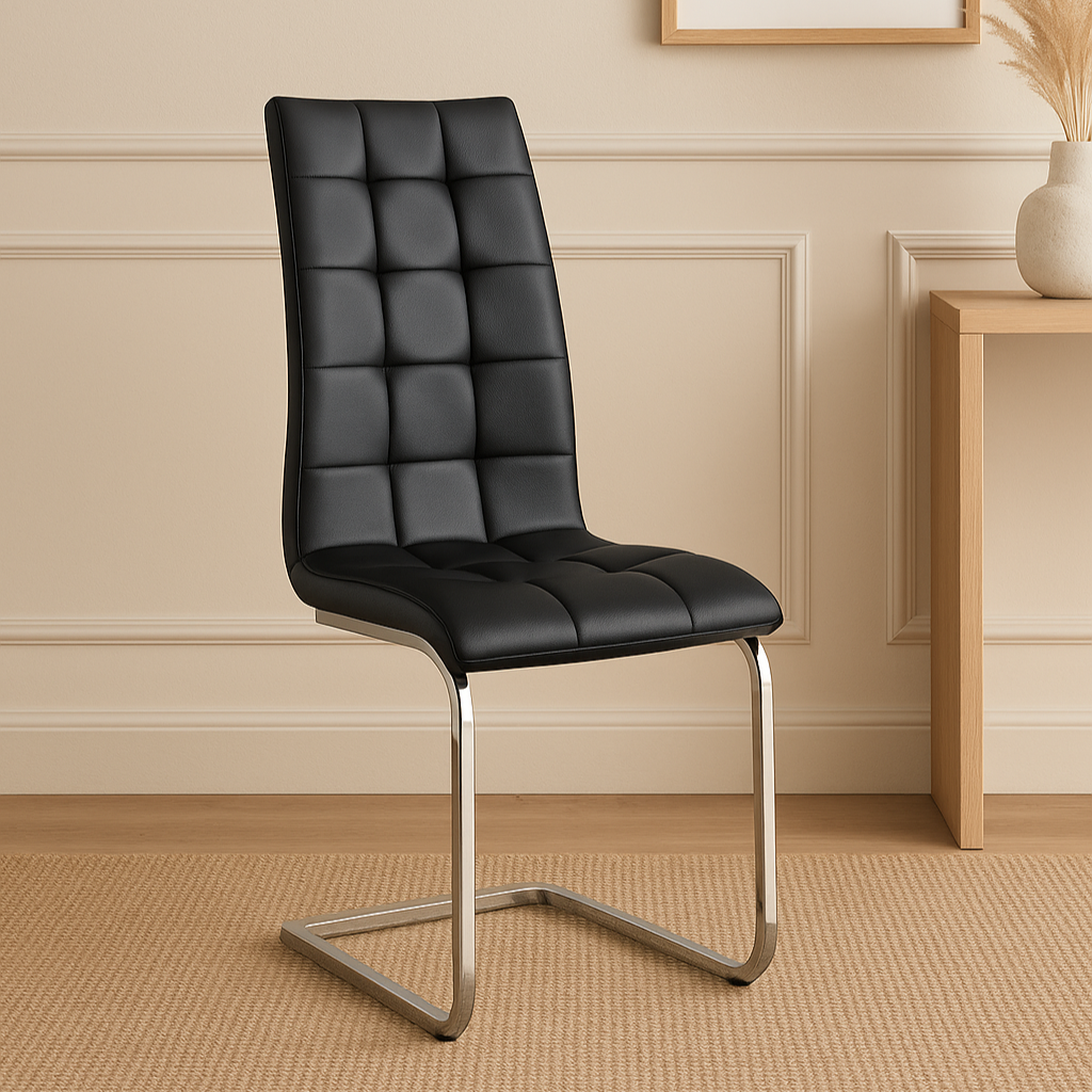 lot de 6 chaise en similicuir avec pietement en acier elegance moderne confort au quotidien