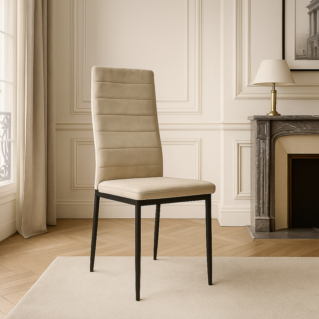 assise en velours pietement en acier chrome 1