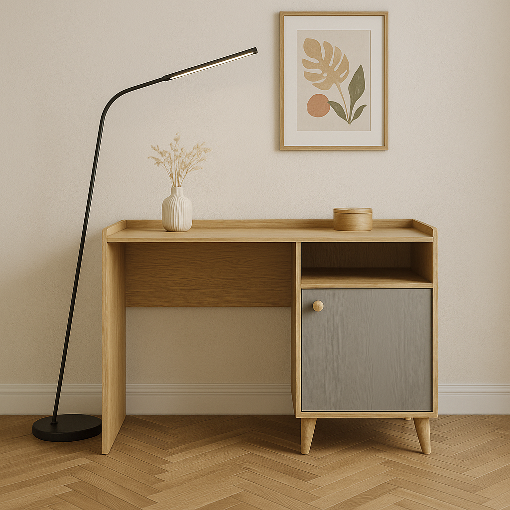 Bureau enfant Moderne avec Design Élégant en Rose Millénaire et Gris Palladium – Structure en Sable du Désert, Pratique et Stylé