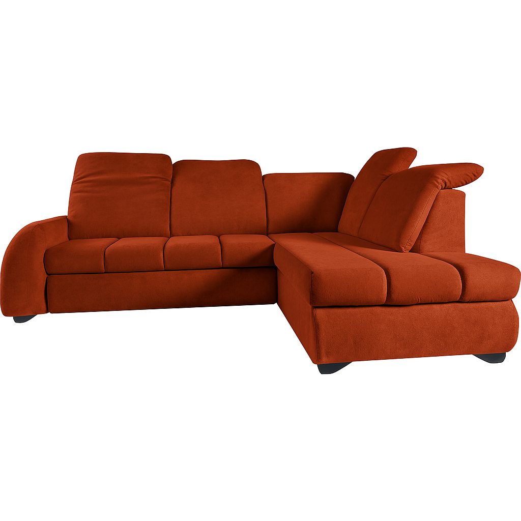 Canapé d’angle convertible en velours avec lit intégré et appui-têtes réglables angle droit