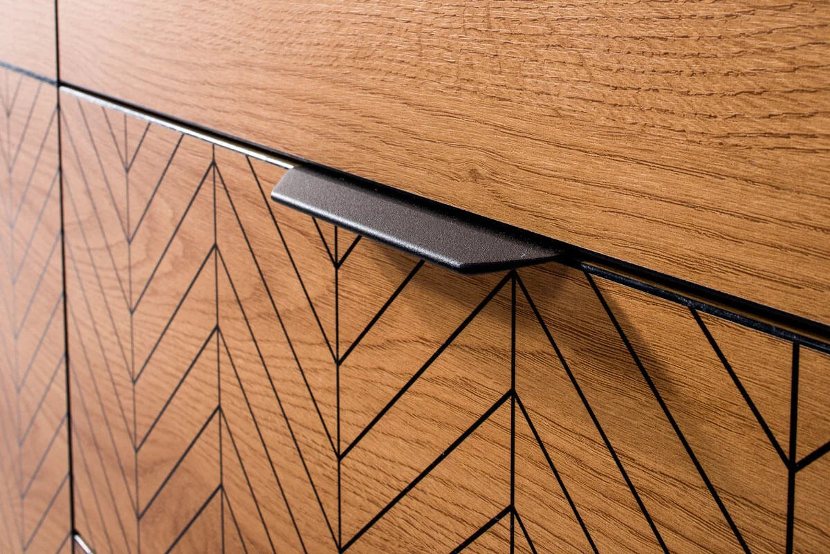 Commode, Buffet Pratique en Chêne Caramel avec Armoires et Étagères - Decora Home