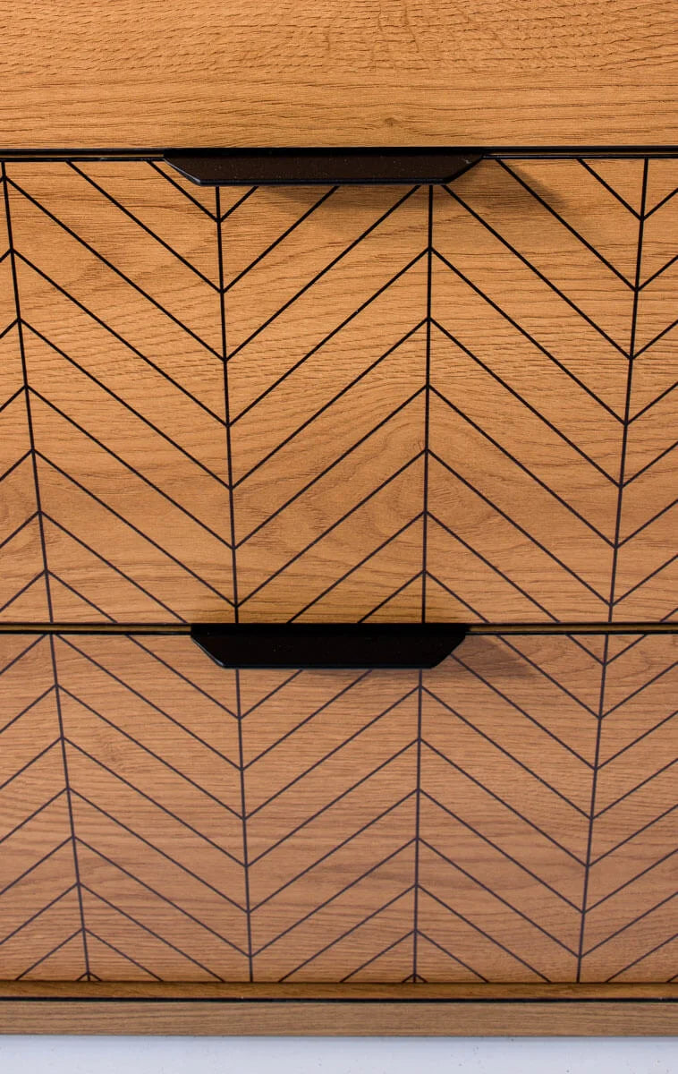 Commode, Buffet Pratique en Chêne Caramel avec Armoires et Étagères - Decora Home