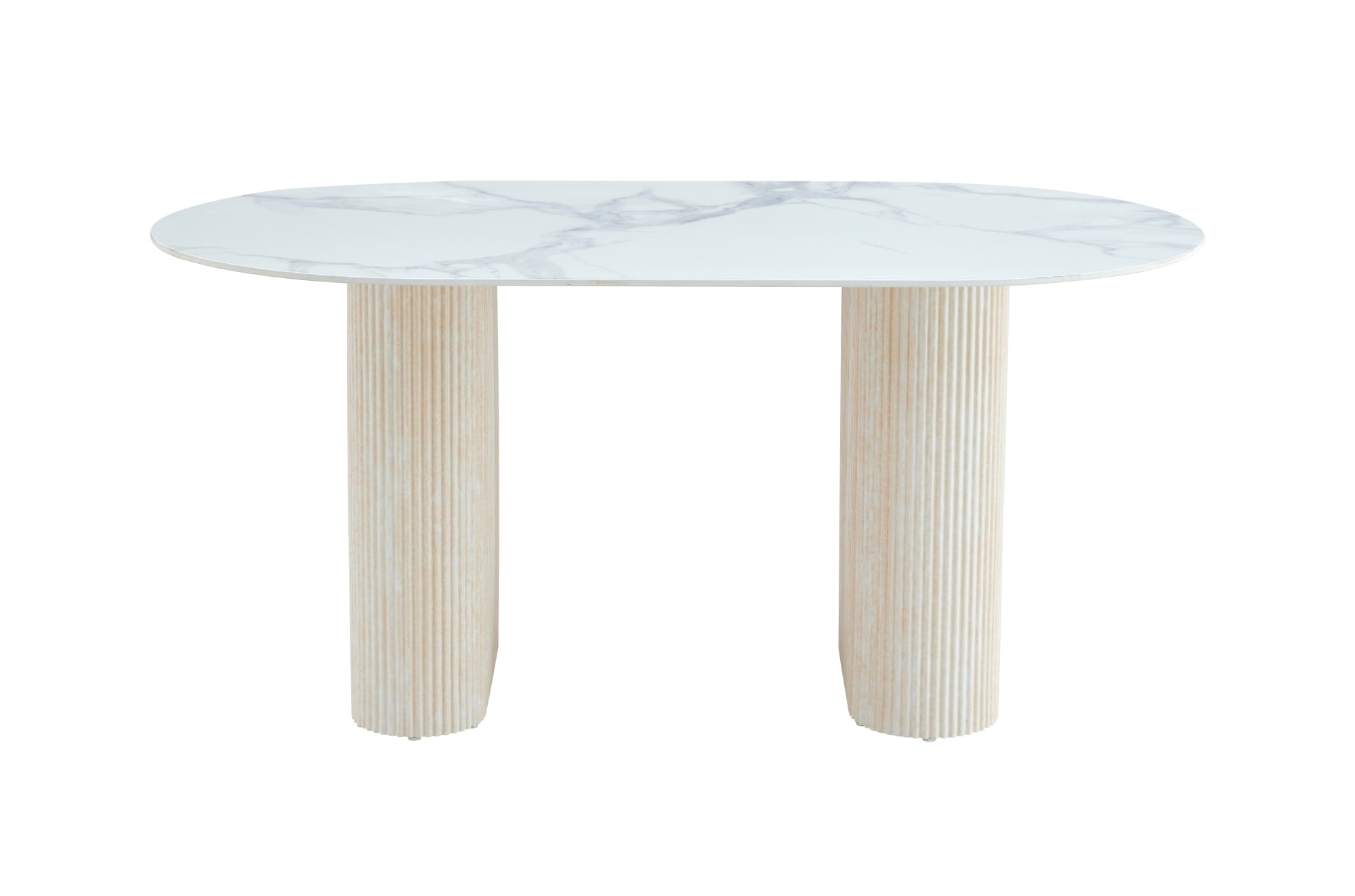 TABLE A MANGER ROXY PIED TRAVERTIN PLATEAU CERAMIQUE MARBRE BLANC (BLB) 160