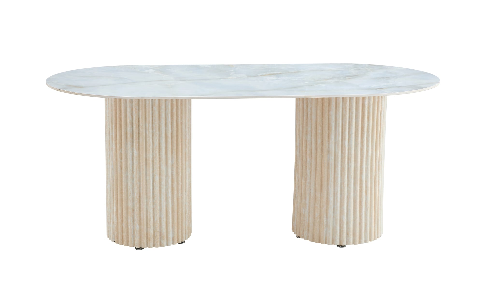 TABLE A MANGER KEYSHA TRAVERTIN CERAMIQUE MOKA 180x90cm