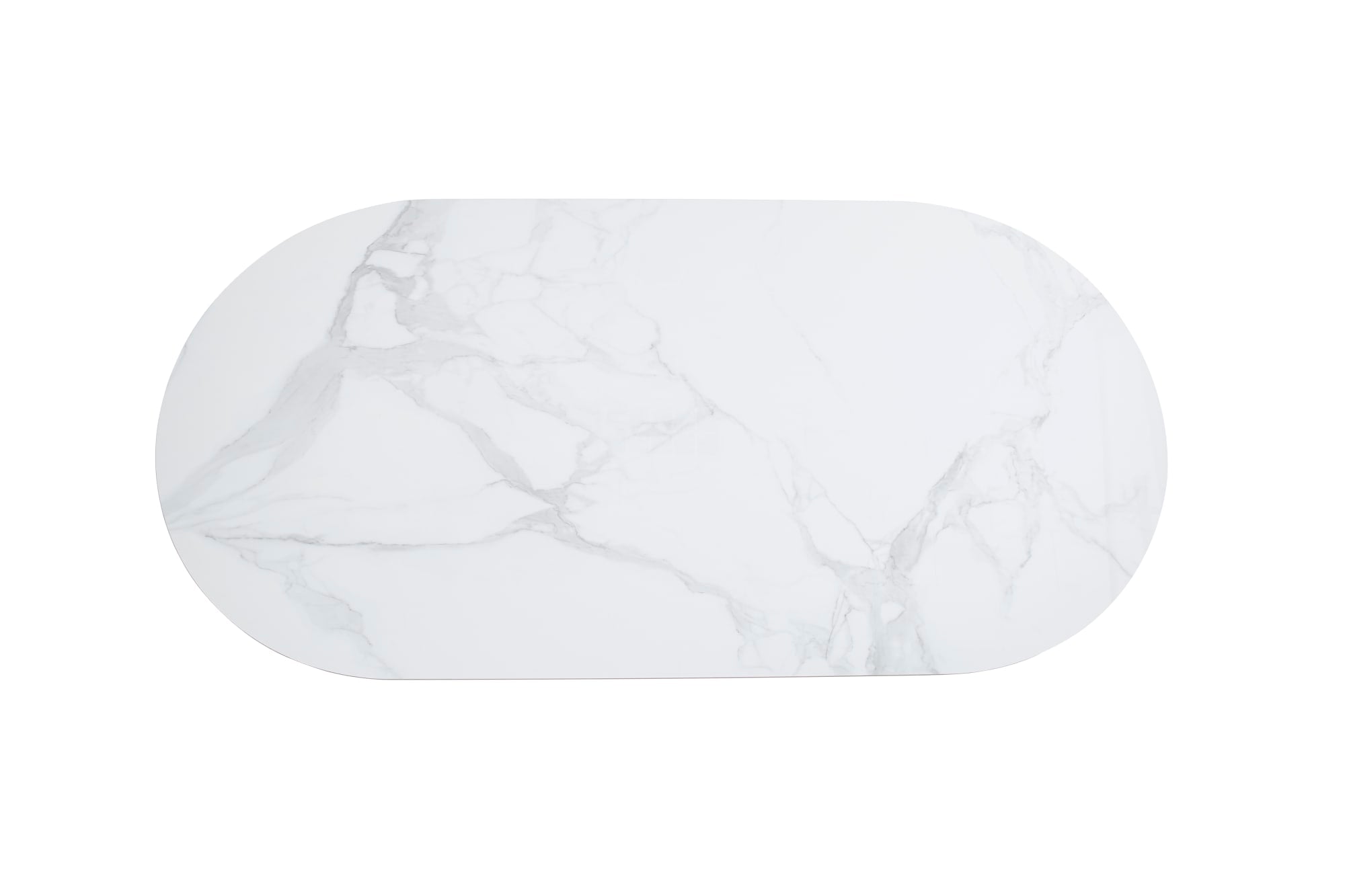 TABLE A MANGER SELENA PIED METAL NOIR PLATEAU EN CERAMIQUE MARBRE BLANC 180x90cm