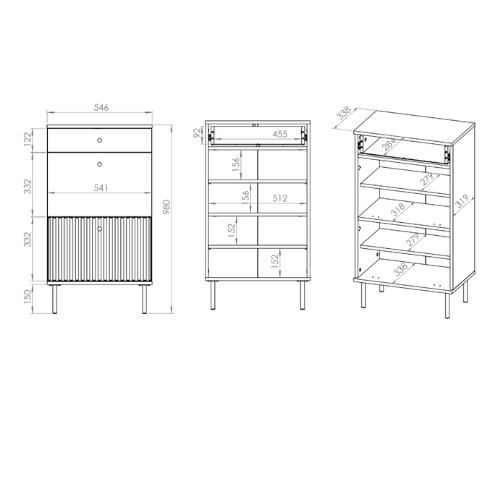 Meuble à Chaussures en MDF Cachemire avec Tiroir à Extension Complète et Rabats Pratiques