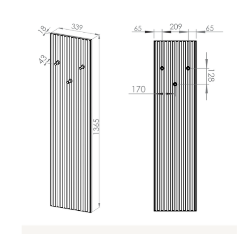Cintre Cachemire, MDF Fraisé, 3 Supports Noirs pour Vêtements d'Extérieur