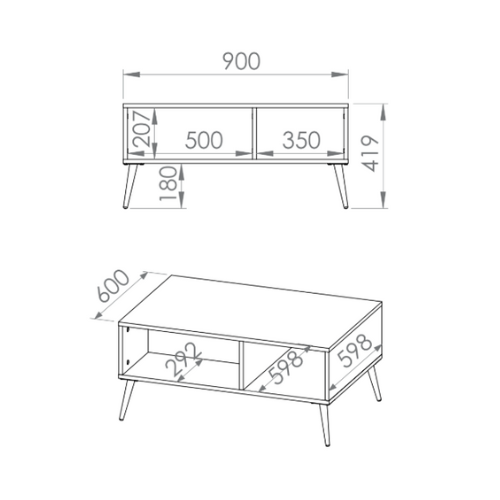 Table Basse  - Design Cachemire avec Pieds Dorés et Rangements Spacieux