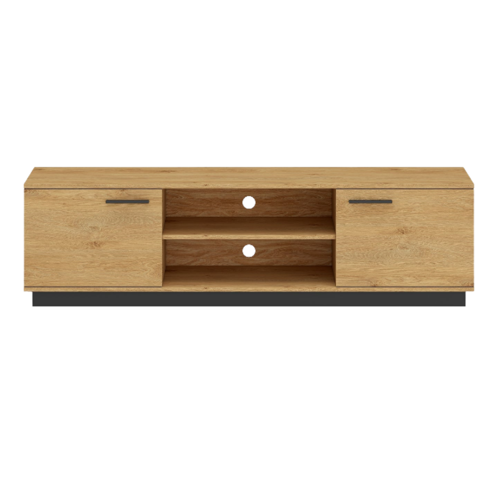 Meuble TV en Chêne Élégant avec Base Noire Design Moderne et Résistance Supérieure|Offre Limitée|Decora Home