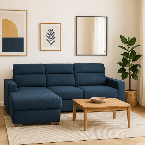 Canapé d'angle réversible convertible en tissu