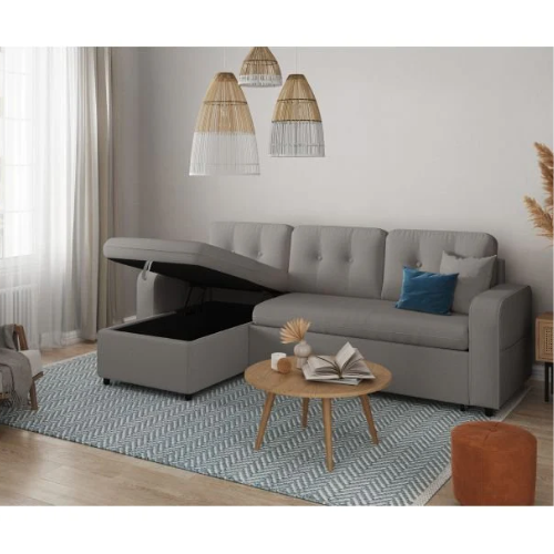 Canapé d'angle convertible réversible en tissu