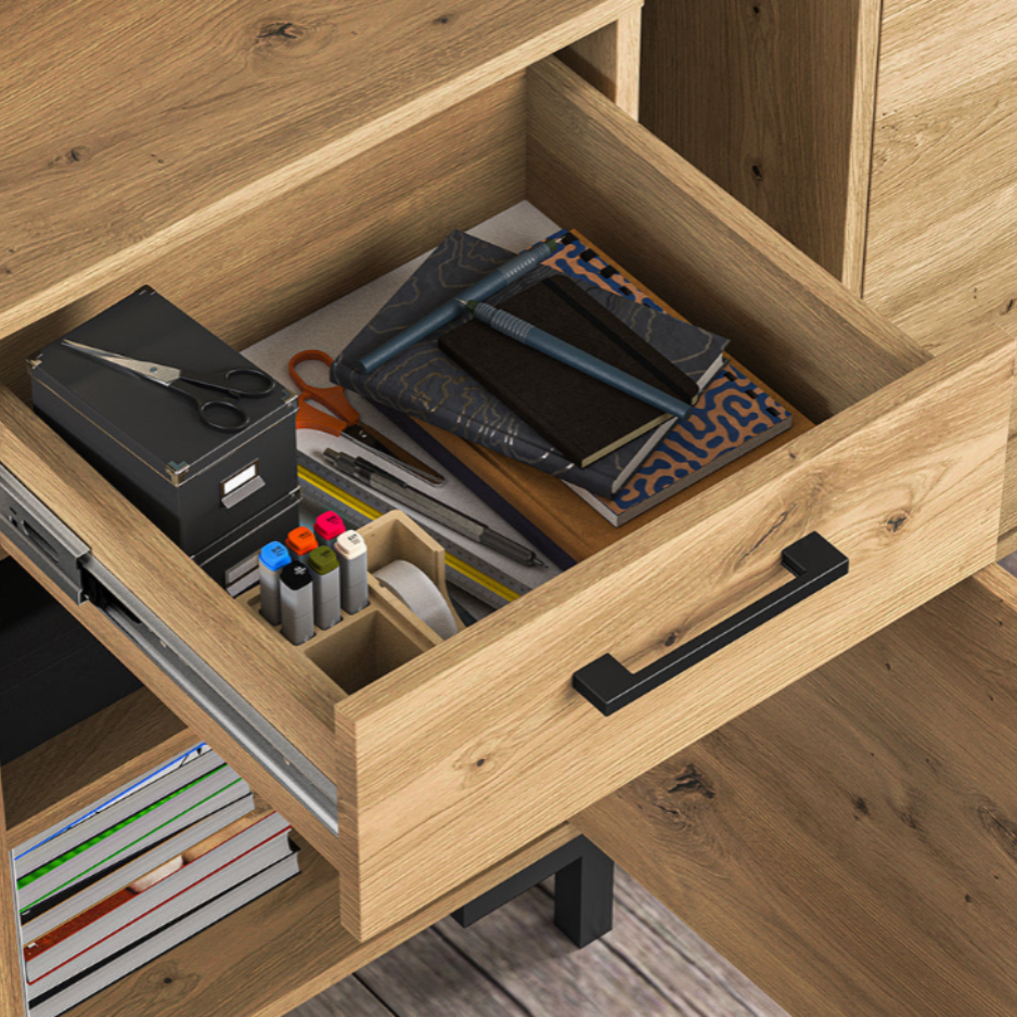 Bureau en Chêne Artisanal avec Bordure ABS - Résistant aux Rayures et Humidité, Design Moderne et Fonctionnel - Decora Home