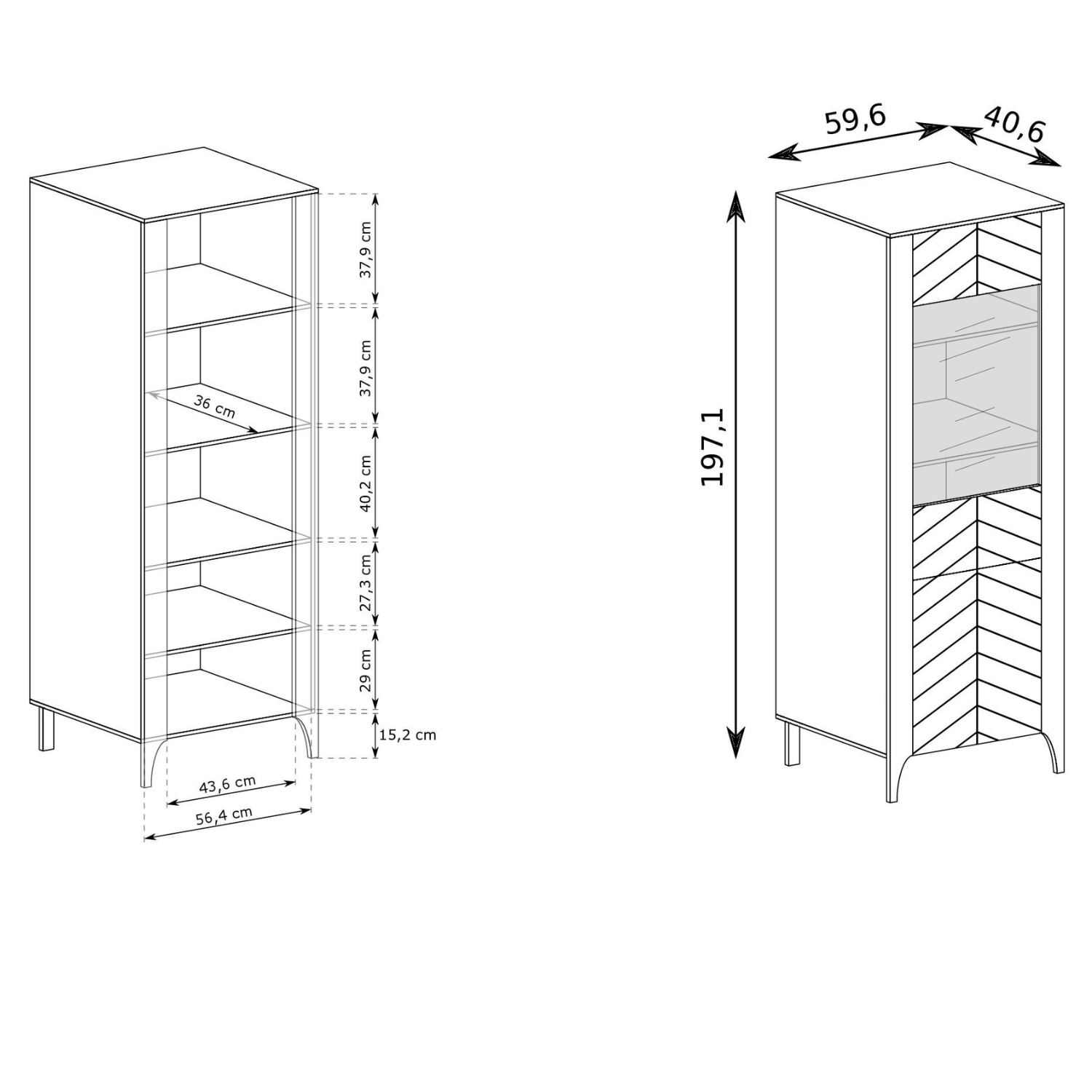 Vitrine Moderne avec Portes Vitrées et Étages Spacieux - Decora Home