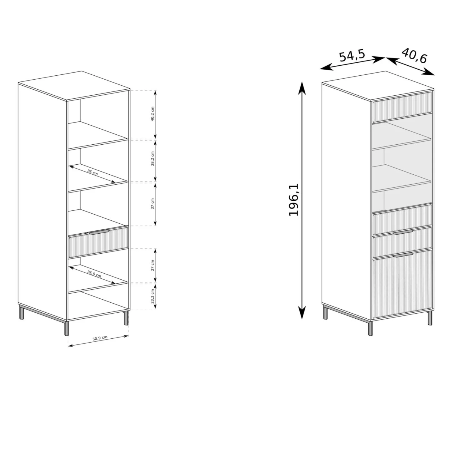 Vitrine Design avec Armoire, Tiroir et Étagères en Verre - Decora Home