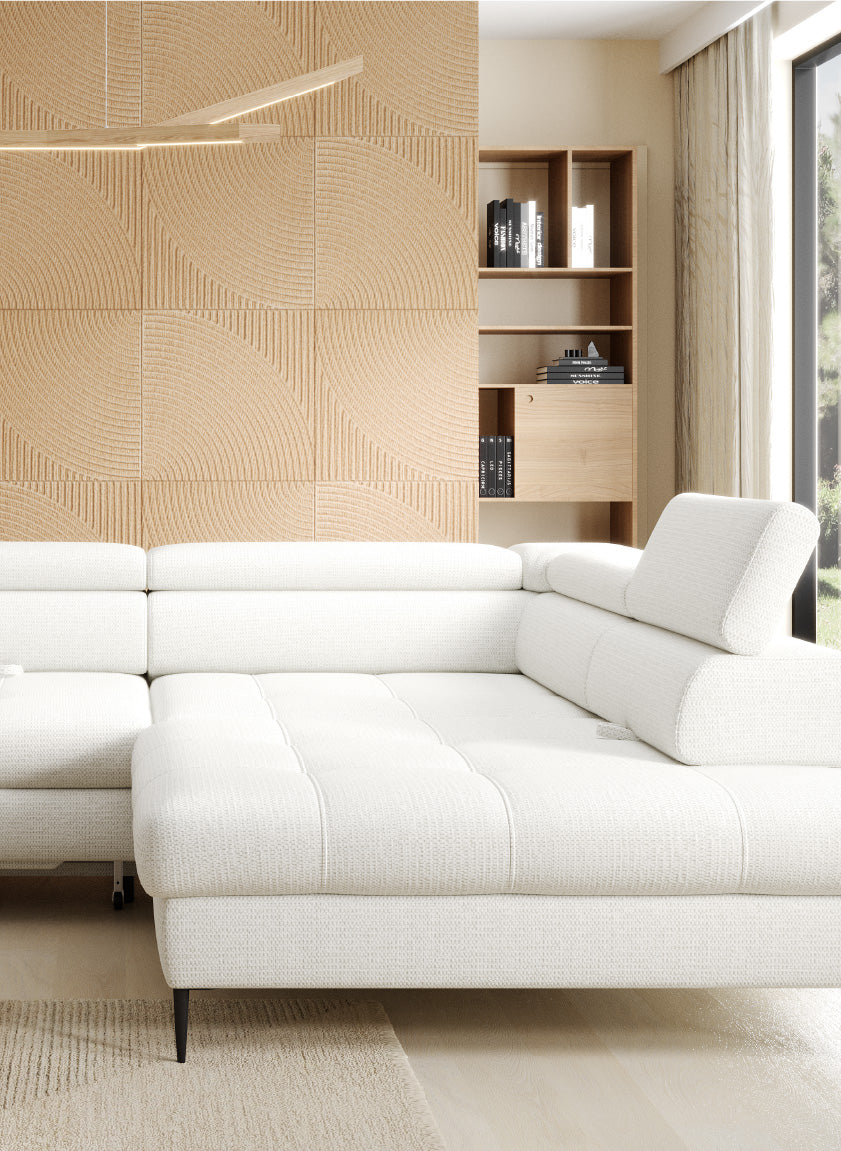 Canapé d’angle spacieux avec couchage et rangement intégré - Decora Home
