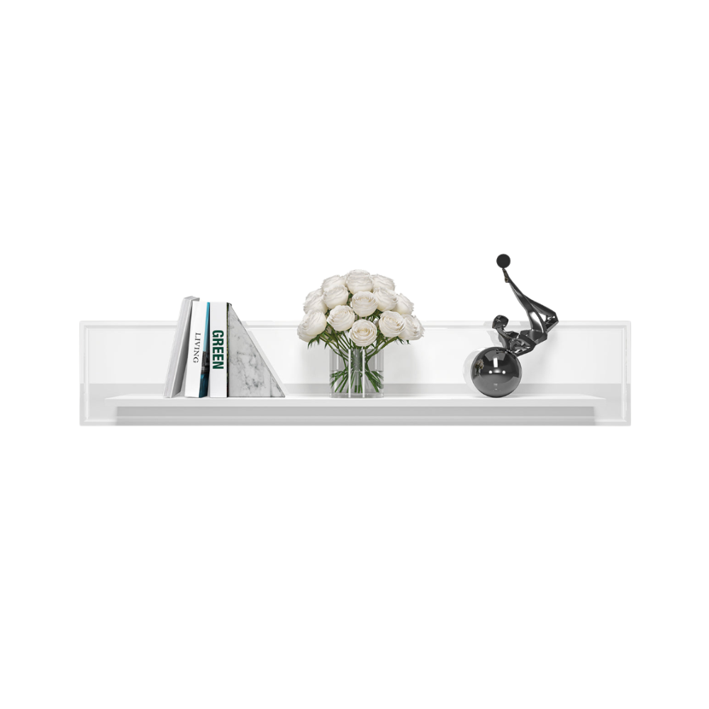 Étagère Murale en Bois Blanc Laqué Brillant|Offre Spéciale|Decora Home