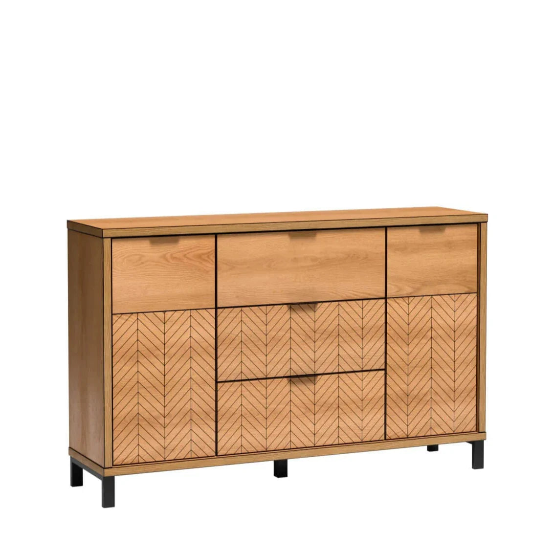 Commode, Buffet Spacieuse en Chêne Caramel avec Tiroirs et Armoires - Decora Home