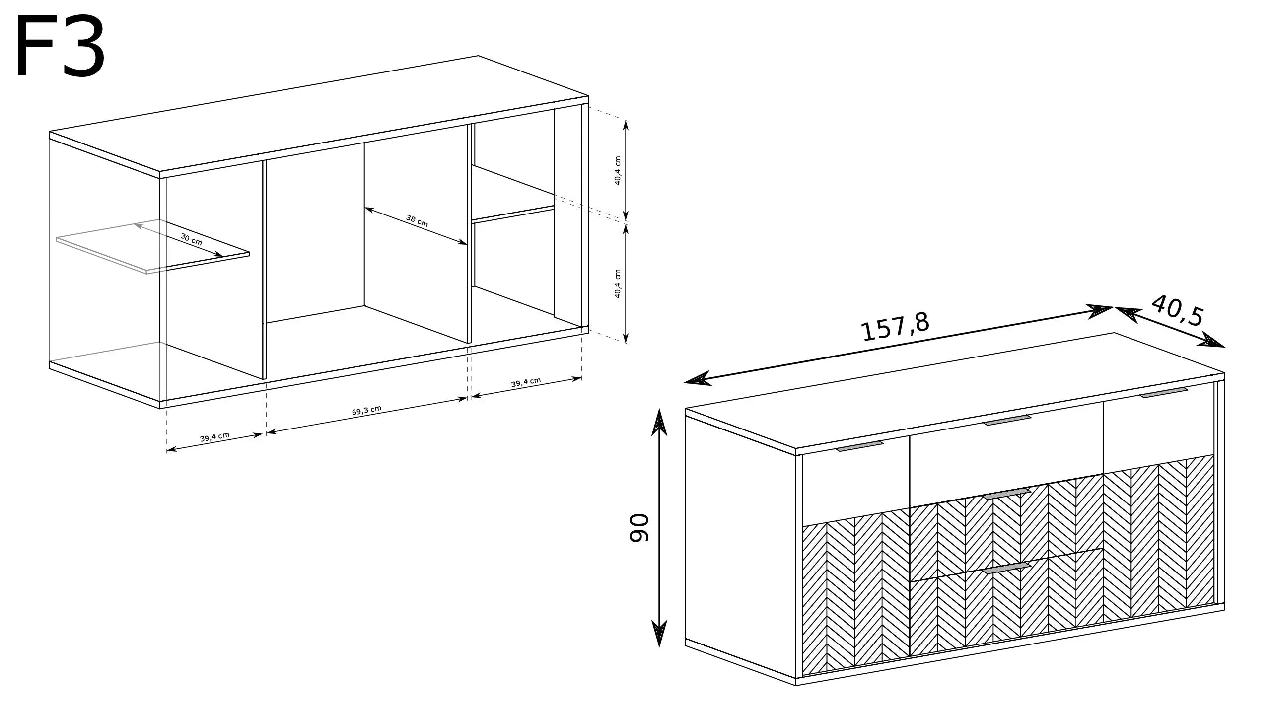 Commode, Buffet Spacieuse en Chêne Caramel avec Tiroirs et Armoires - Decora Home