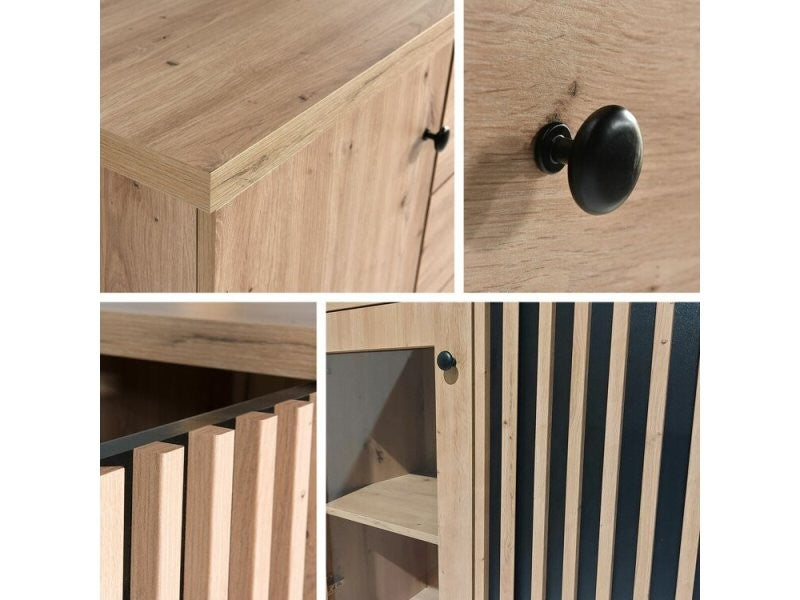 Commode, Buffet d'angle reversible moderne avec lattes décoratives - Decora Home