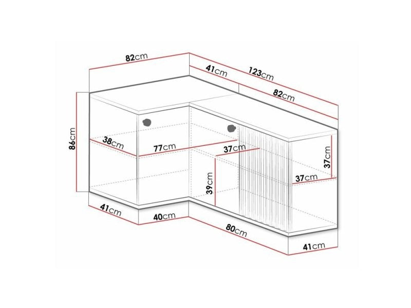 Commode, Buffet d'angle reversible moderne avec lattes décoratives - Decora Home
