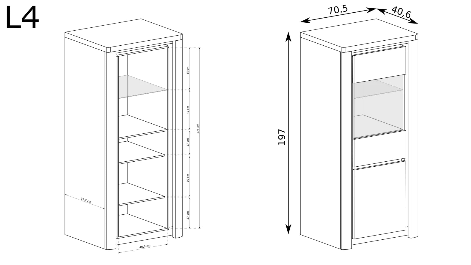 Vitrine avec Façades Blanches Brillantes, Corps Ribbeck et Éclairage LED - Decora Home