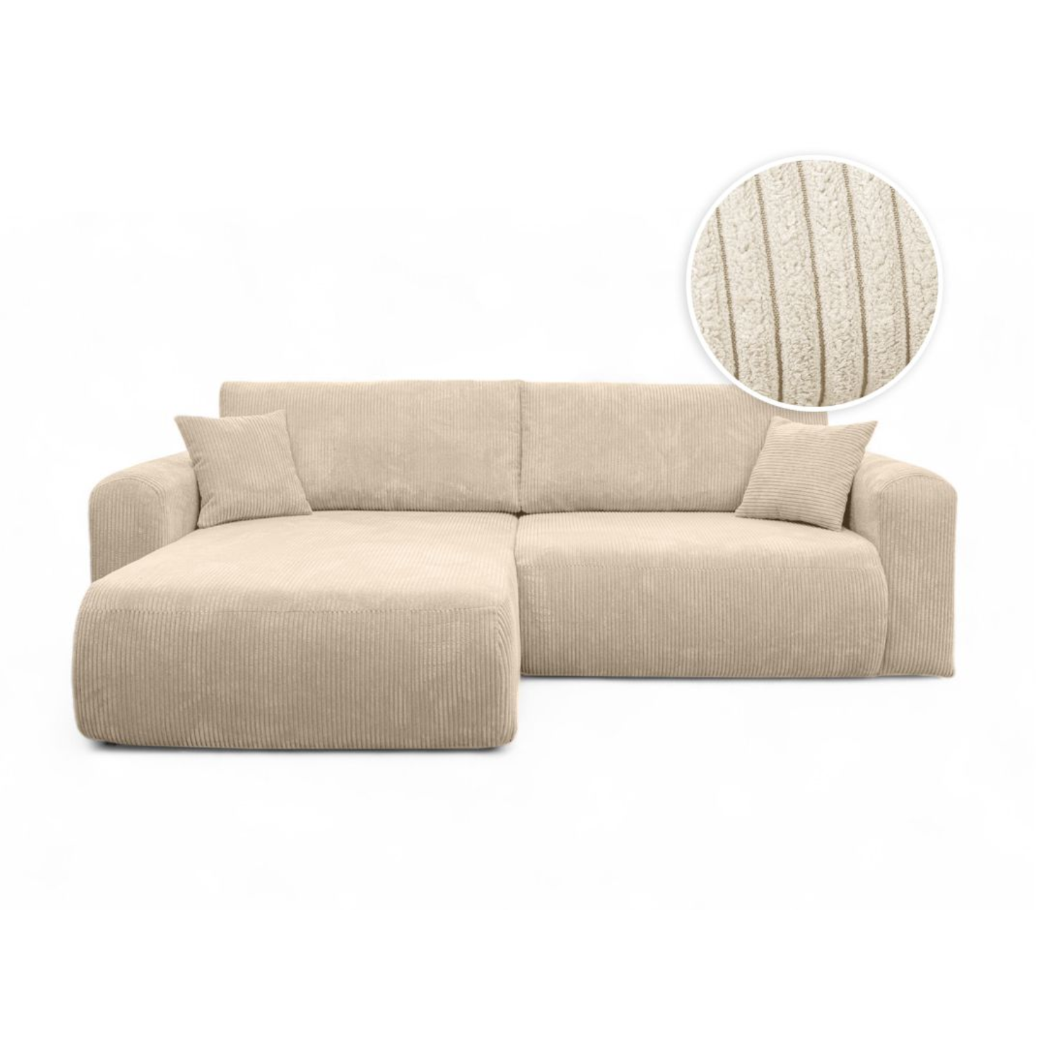 Canapé d’Angle Réversible – 4 Places – Convertible avec Coffre – Tissu Bouclette ou Velours Côtelé