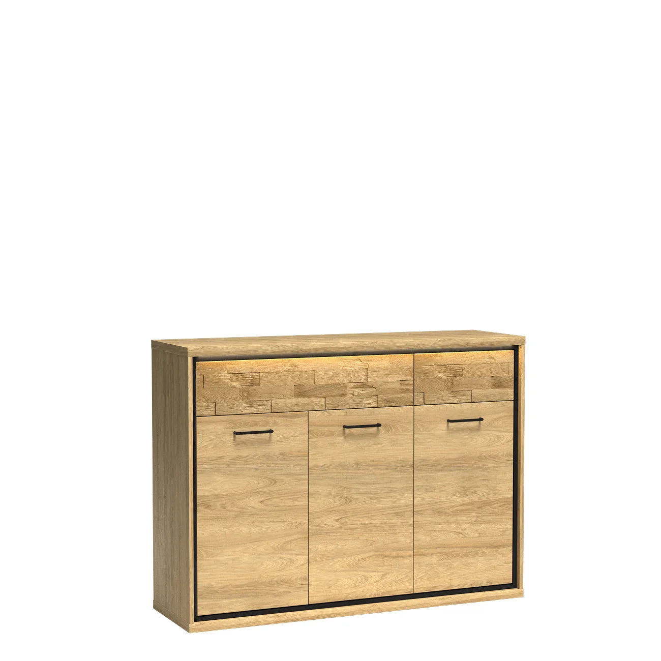 Grande Commode, Buffet Lumineuse en Hickory Naturel avec Deux Tiroirs - Decora Home