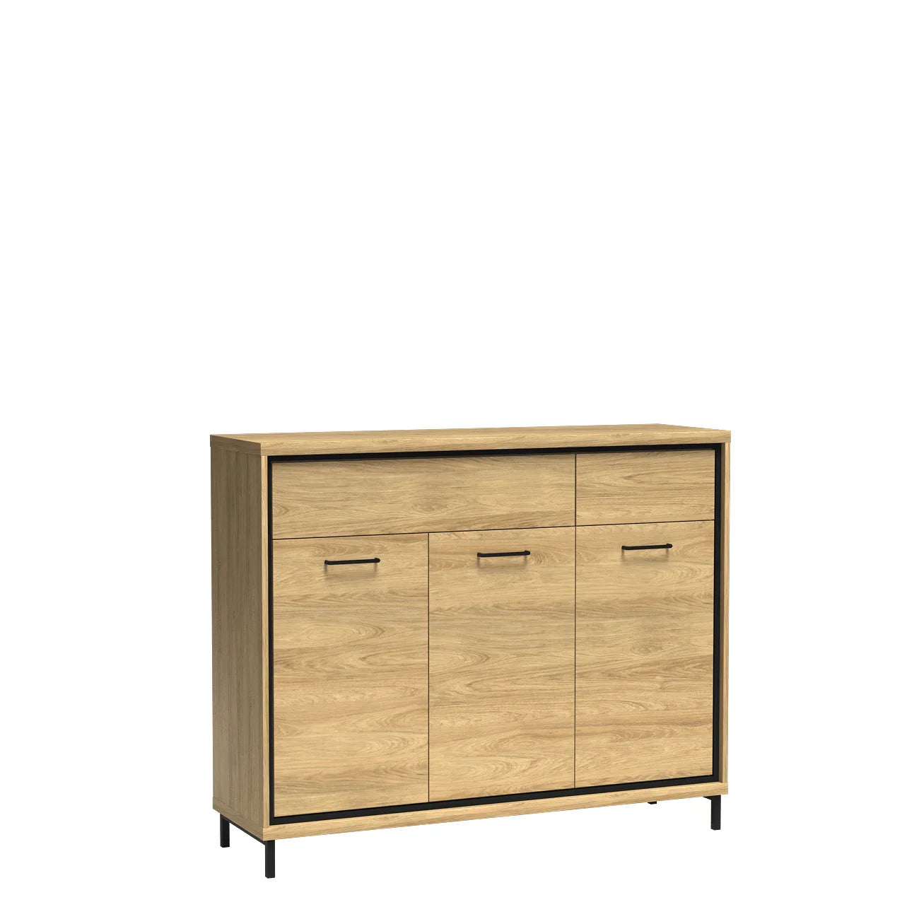 Grande Commode, Buffet Lumineuse en Hickory Naturel avec Deux Tiroirs - Decora Home