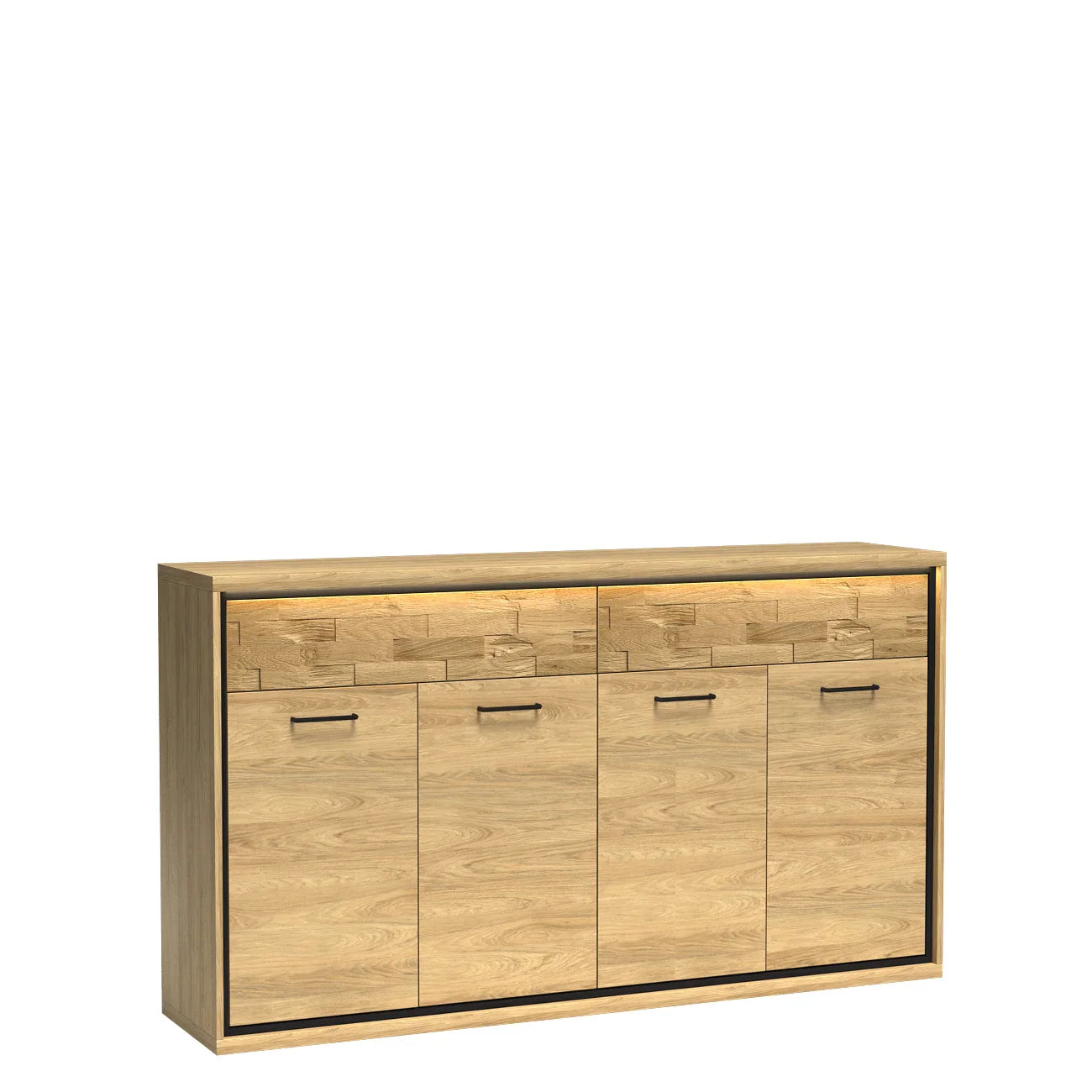 Grande Commode, Buffet Spacieuse en Hickory Naturel – 177 cm de Large avec Deux Armoires à Doubles Portes et Étagères de Rangement - Decora Home