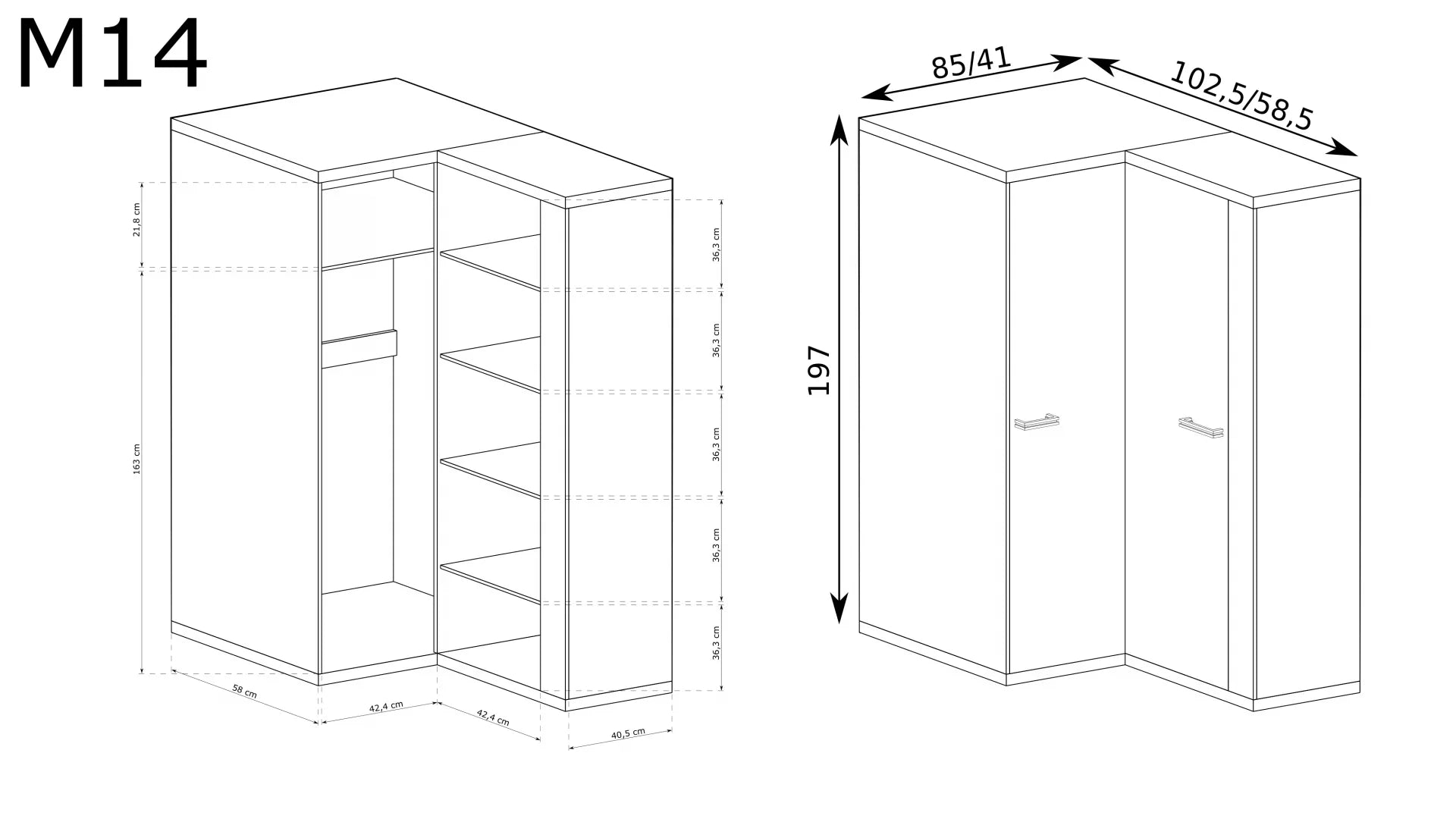 Armoire d'Angle à Deux Portes avec Espace de Rangement Pratique - Decora Home