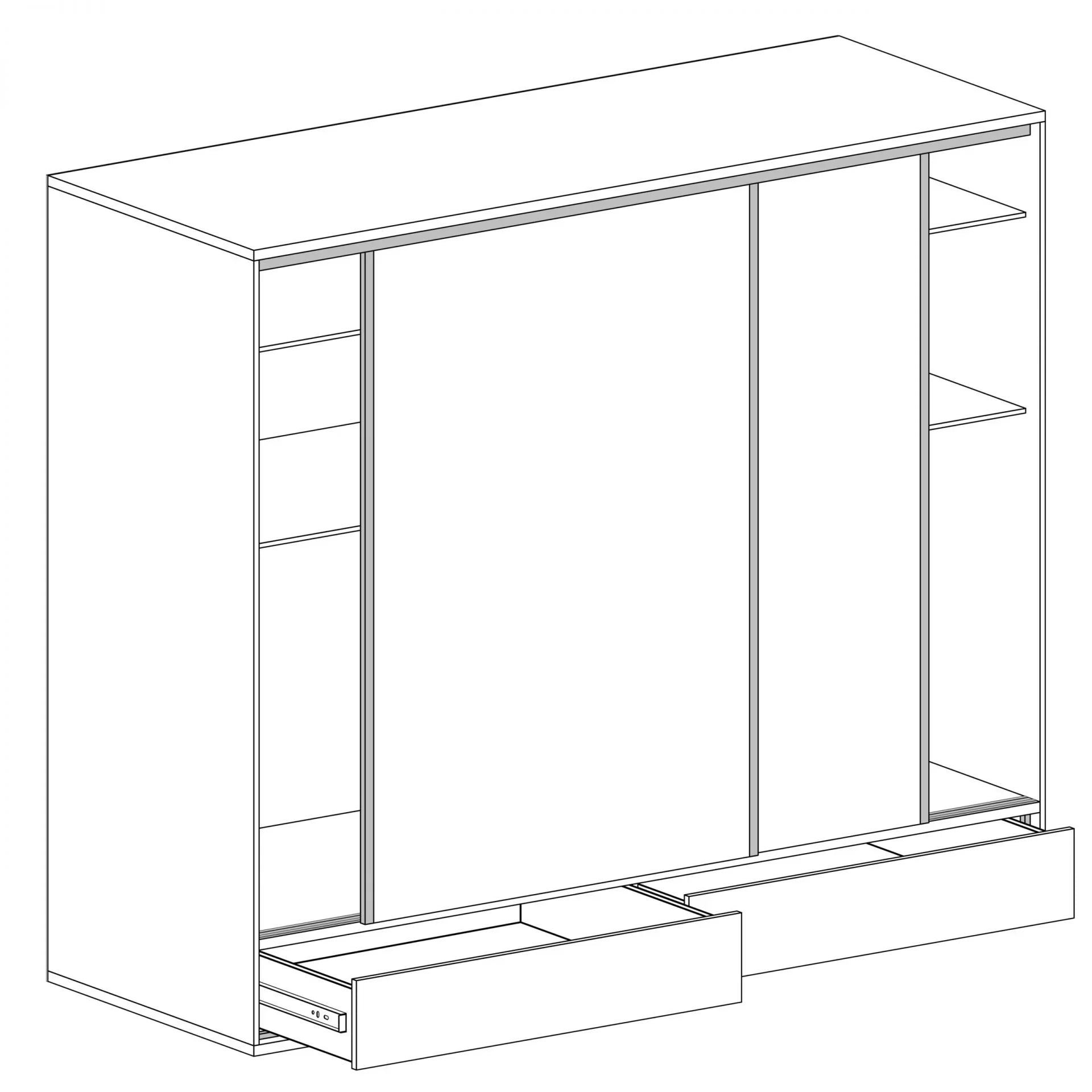 Grande armoire avec portes coulissantes et rangements optimisés - Decora Home