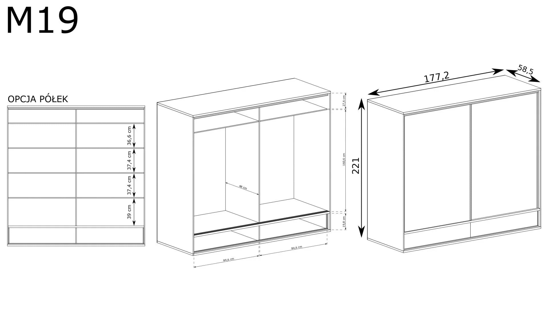 Grande armoire avec portes coulissantes et rangements optimisés - Decora Home