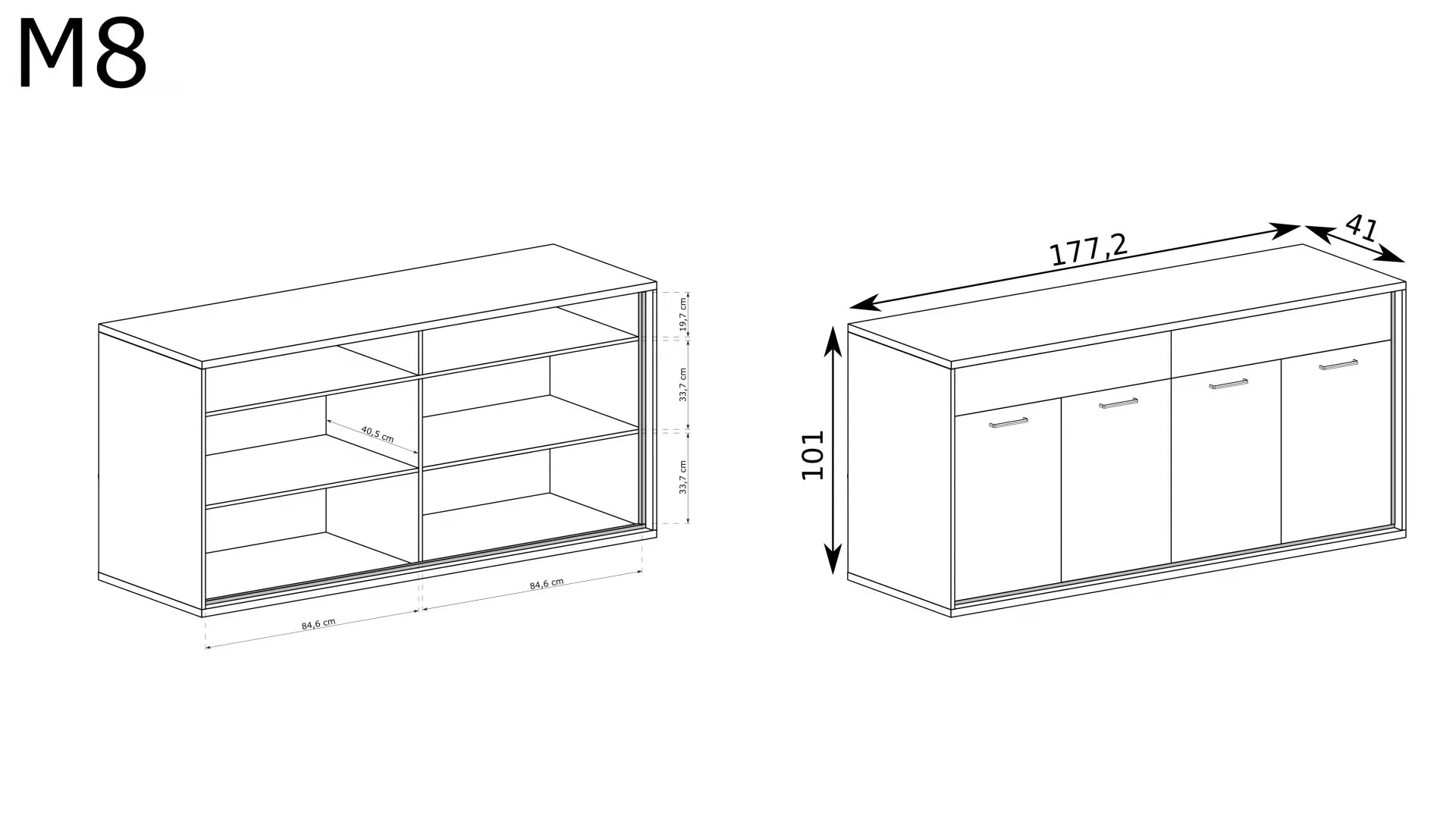 Grande Commode, Buffet Spacieuse en Hickory Naturel – 177 cm de Large avec Deux Armoires à Doubles Portes et Étagères de Rangement - Decora Home