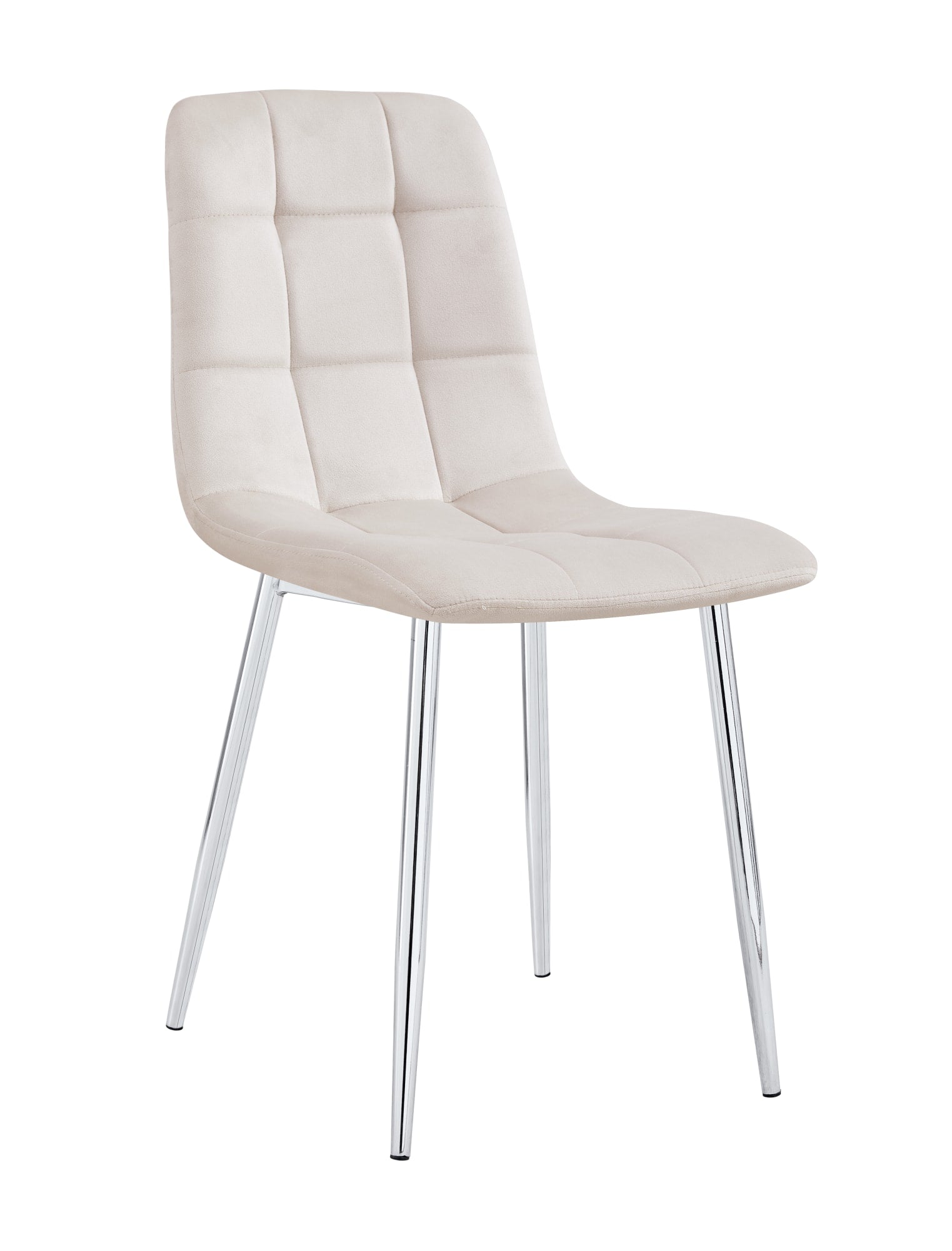 CHAISE ELISA PIED CHROME VELOURS BEIGE