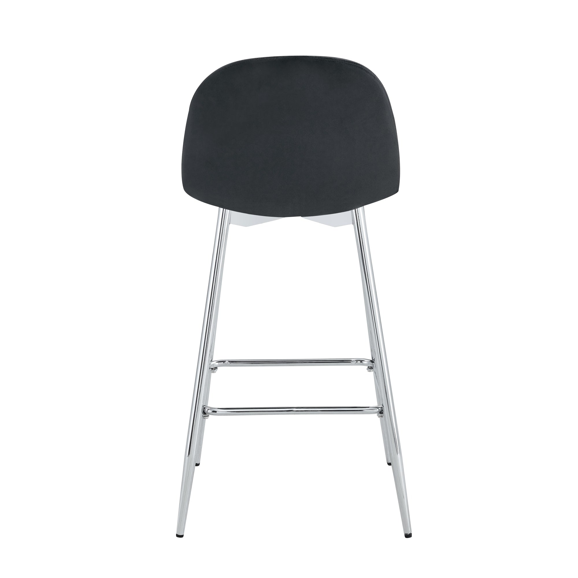 TABOURET DE BAR SCANDINAVE PIED CHROME VELOURS NOIR