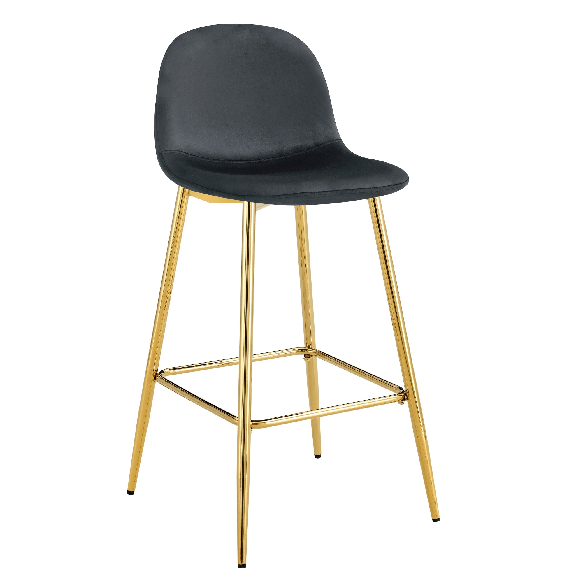 TABOURET DE BAR SCANDINAVE PIED GOLD VELOURS NOIR