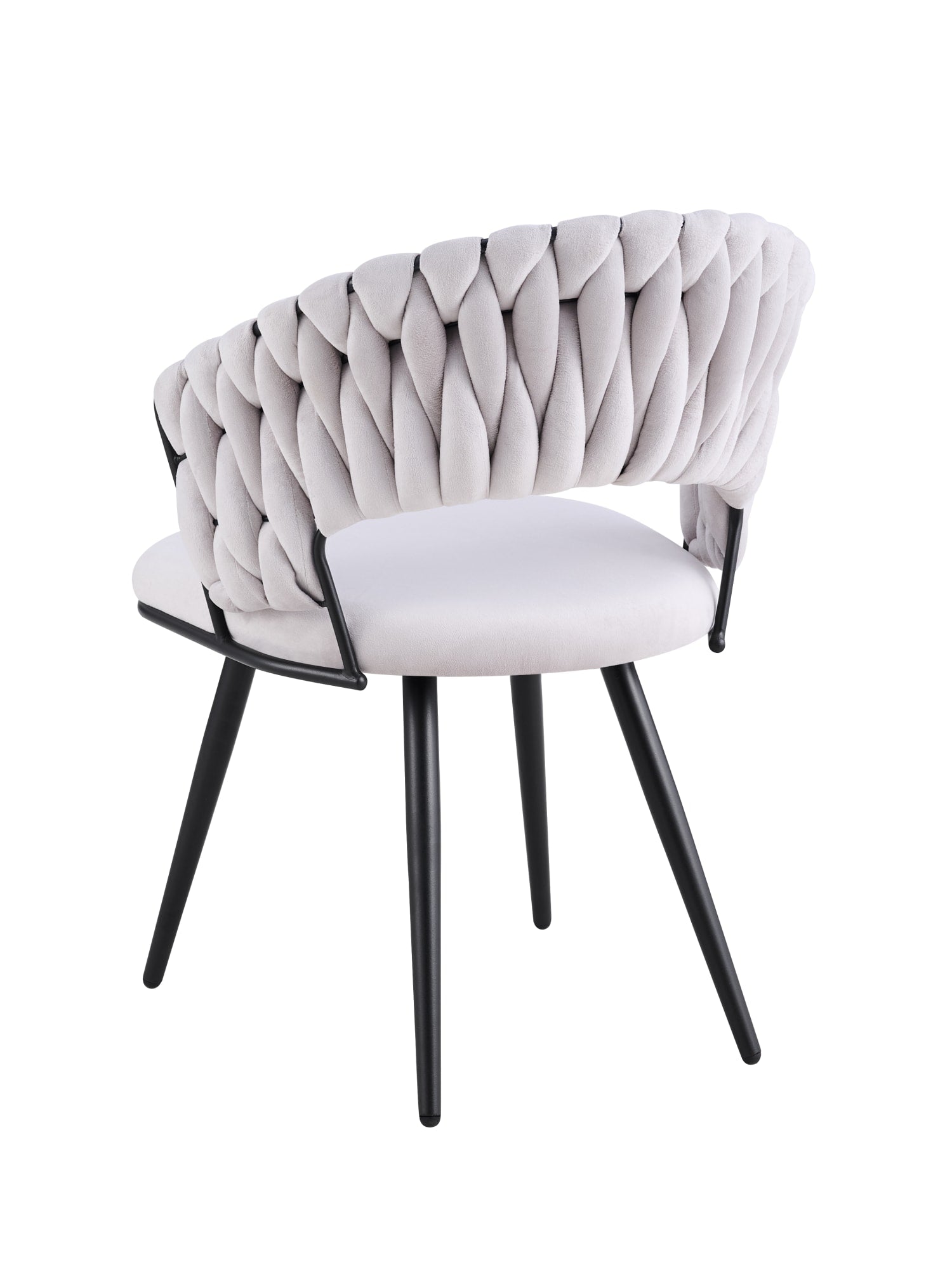 CHAISE CAROLINA PIEDS METAL NOIR VELOURS LIGHT GRIS