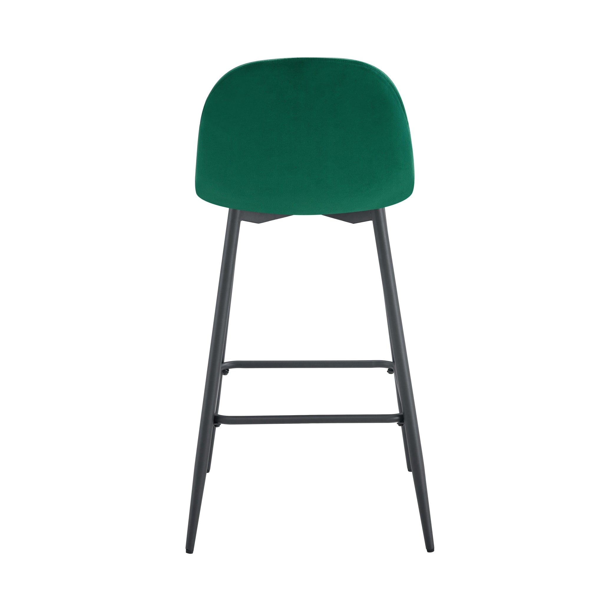 TABOURET DE BAR SCANDINAVE PIED METAL NOIR VELOURS VERT SAPIN