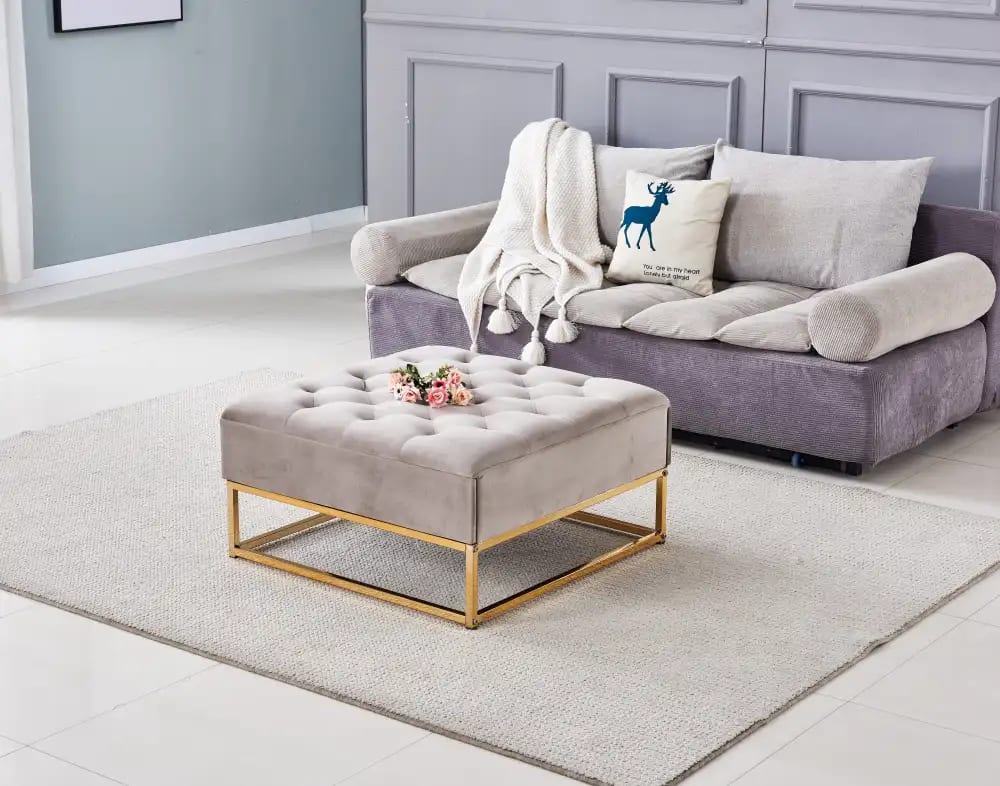 Table Basse rangements TIROIRS plateau velours capitonné