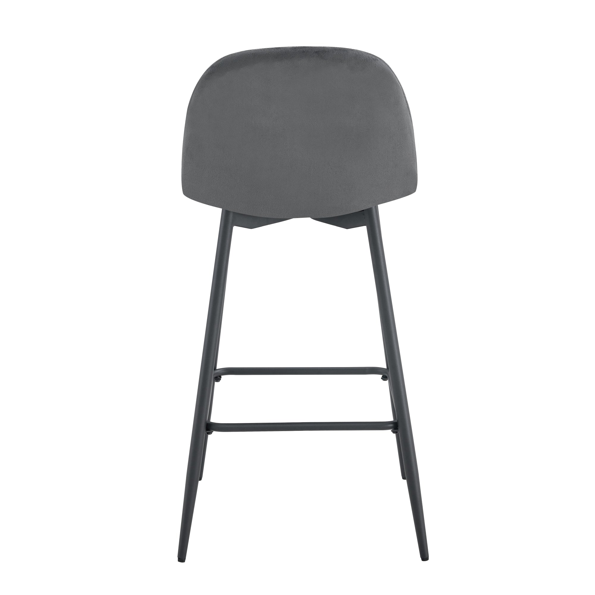 TABOURET DE BAR SCANDINAVE PIED METAL NOIR VELOURS ANTHRACITE