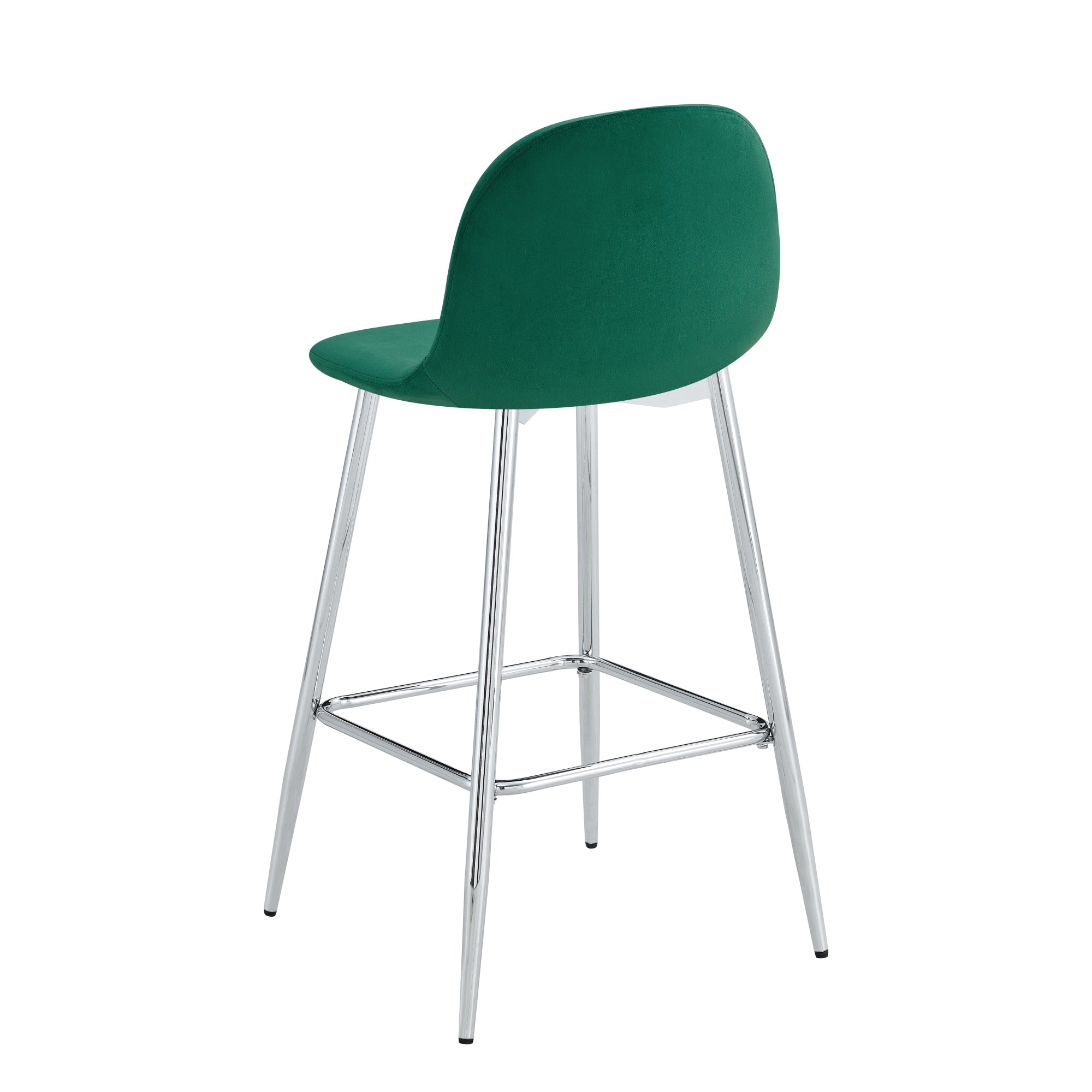 TABOURET DE BAR SCANDINAVE PIED CHROME VELOURS VERT SAPIN