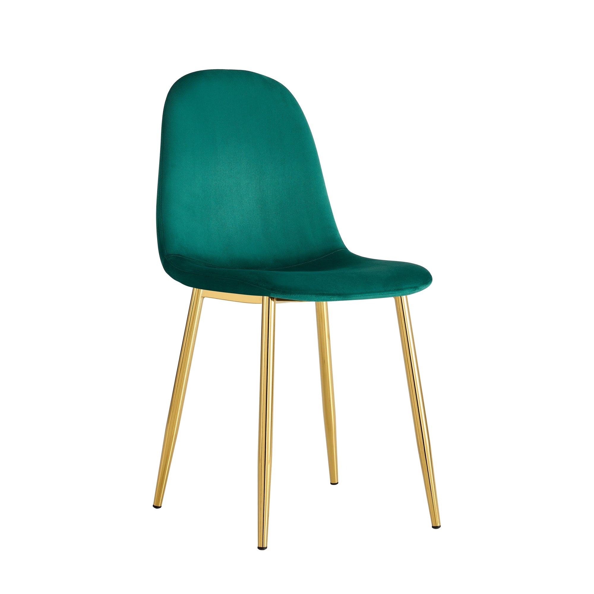 CHAISE SCANDINAVE VELOURS VERT SAPIN PIED GOLD