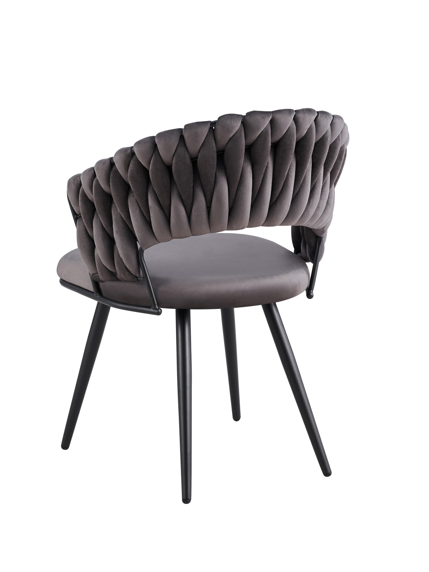 CHAISE CAROLINA PIEDS METAL NOIR VELOURS ANTHRACITE