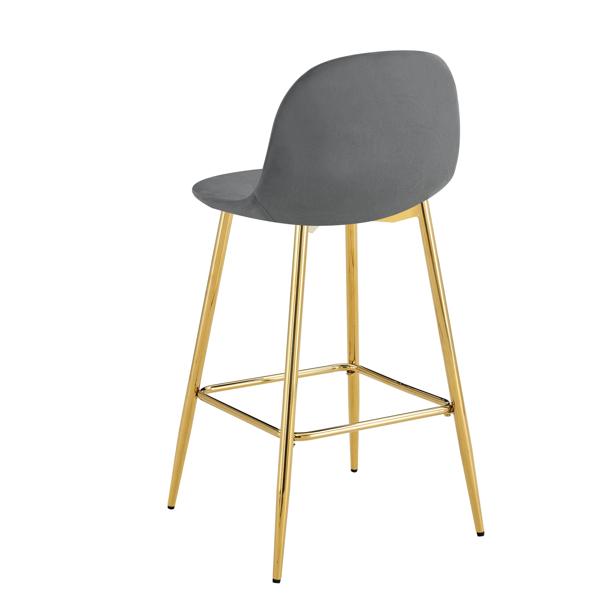TABOURET DE BAR SCANDINAVE PIED GOLD VELOURS ANTHRACITE