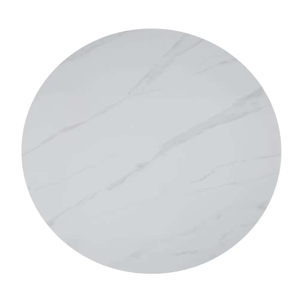 TABLE REPAS ANAÏS PIEDS BEIGE PLATEAU CERAMIQUE MARBRE BLANC 120CM